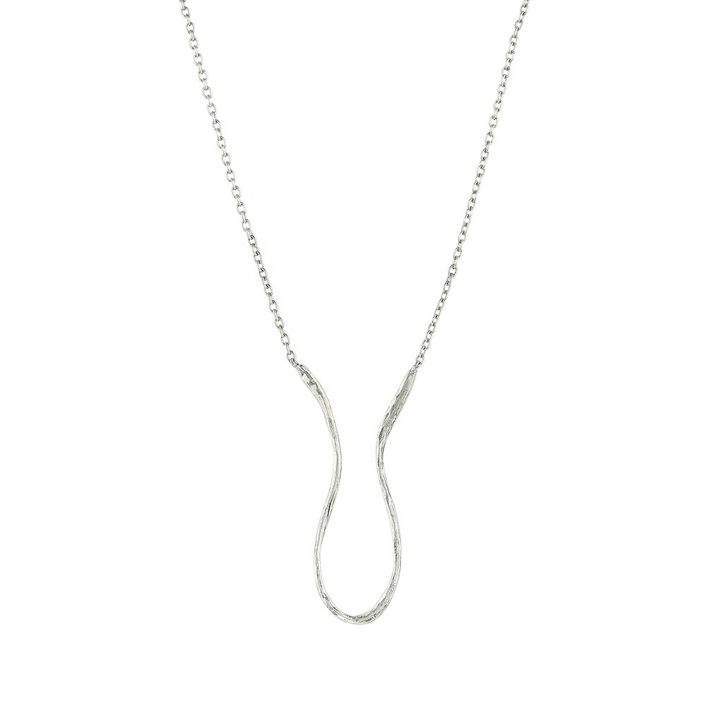 Waxing Poetic Gestural Hasp Necklace - Sterling Silver - 40cm + 5cm Extender